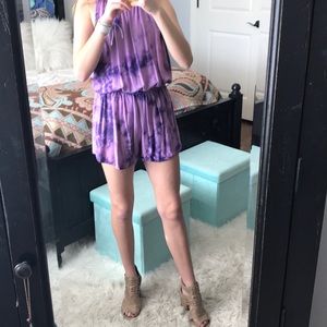 Purple tie-dye romper